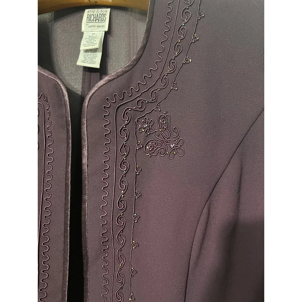 RM Richards Karen Kwong Womens 14 Plum Purple Beaded Jacket Dress Set Wedding